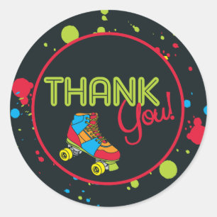 Neon Skate Party Thank You Stickers