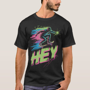 Neon Skater HEY – Retro Streetwear T-Shirt