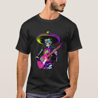 Neon Skeleton Guitarist Halloween T-Shirt