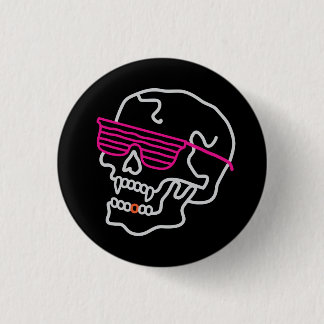 Neon Skull 1 Inch Round Button