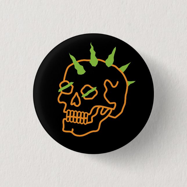 Neon Skull 1 Inch Round Button (Front)