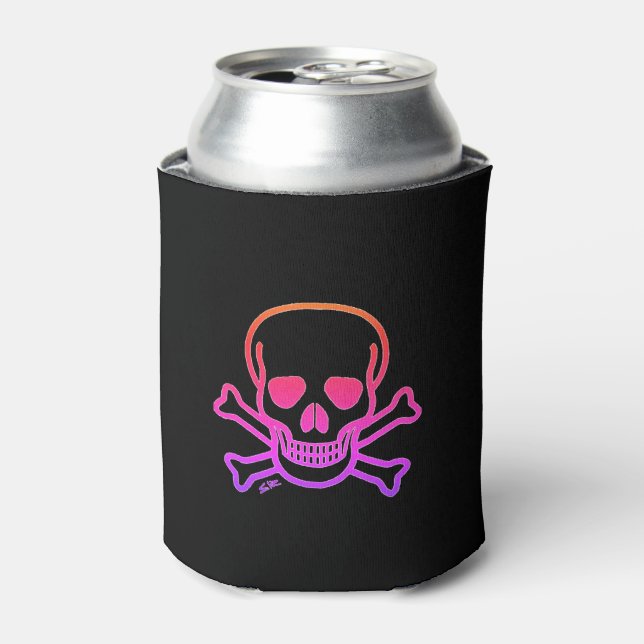 Neon Skull black can cooler 2-side (Can Front)