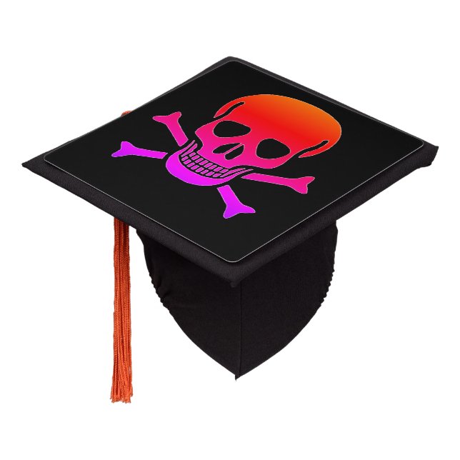 Neon Skull black graduation cap (Angled)