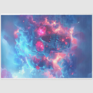 Neon Skull in Sky Decoupage  Tissue Paper