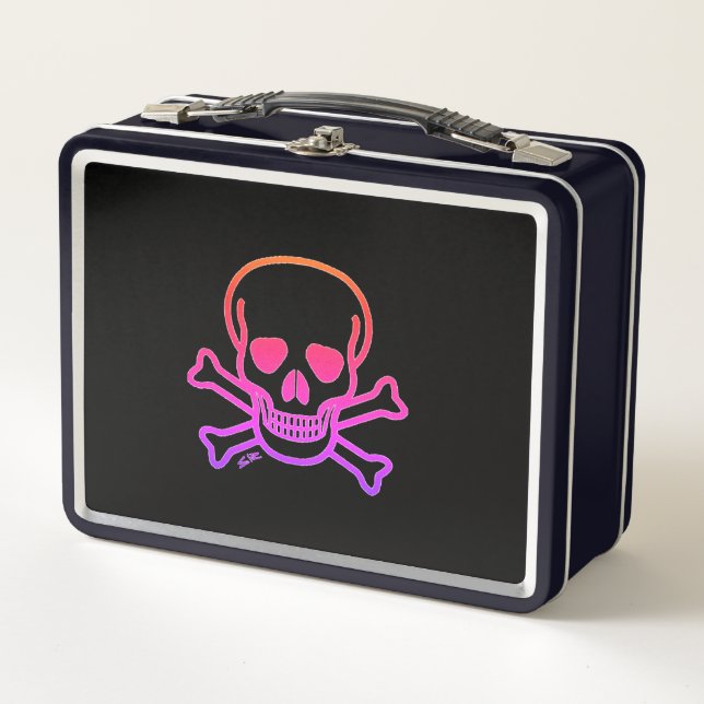 Neon Skull many skulls black lunchbox (Front)