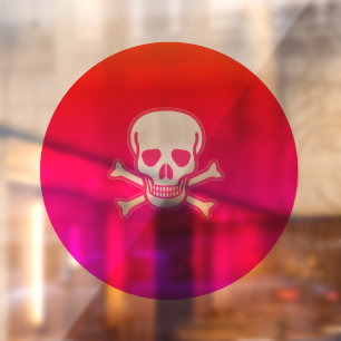 Neon Skull neon round window cling back stick