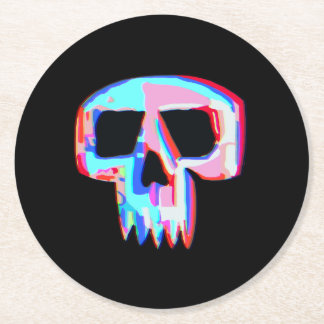 Neon Skull Round Paper Coaster