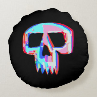 Neon Skull Round Pillow