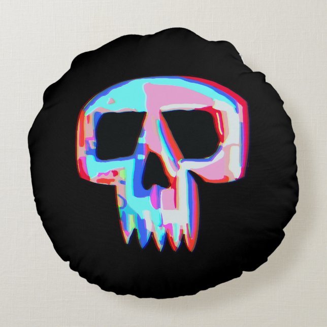 Neon Skull Round Pillow (Back)