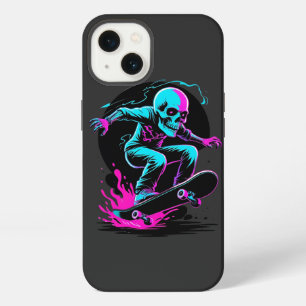 Neon Skull Skateboard Art – Edgy Skater Design iPhone 13 Case