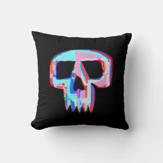 Neon Skull Throw Pillow