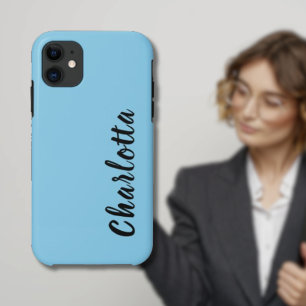 Neon Sky Blue Solid Colour   Custom Personalize iPhone 11 Case