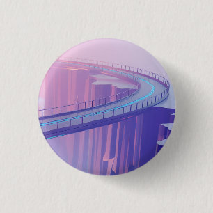 Neon Skybridge Dreamscape 1 Inch Round Button