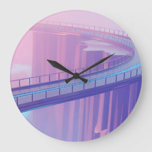 Neon Skybridge Dreamscape Large Clock
