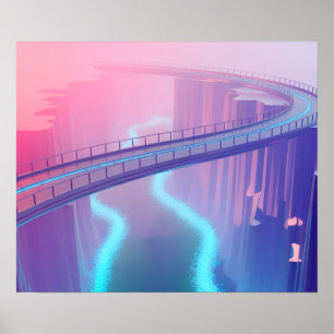 Neon Skybridge Dreamscape Poster