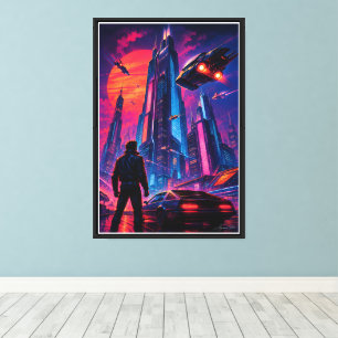 Neon Skyline Drifter Canvas Print