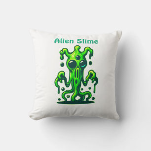 Neon Slime Monster – Cool Creepy Alien Design Throw Pillow