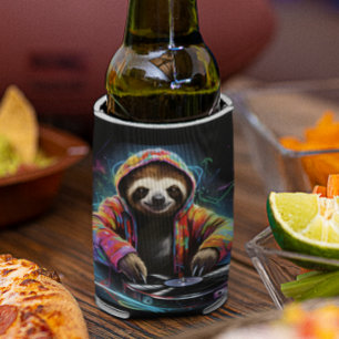 Neon Sloth Cool DJ  Can Cooler