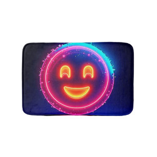 Neon Smile: Bright Happy Glow Design Bath Mat