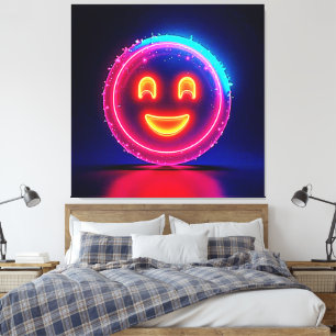 Neon Smile: Bright Happy Glow Design Canvas Print