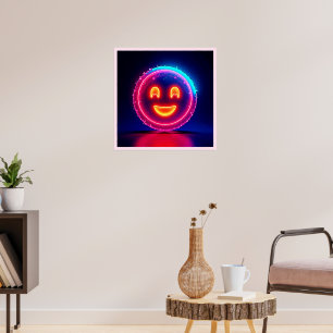 Neon Smile: Bright Happy Glow Design Poster