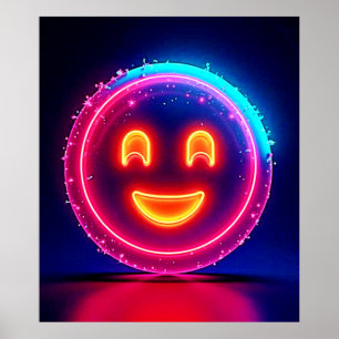 Neon Smile: Bright Happy Glow Design Poster