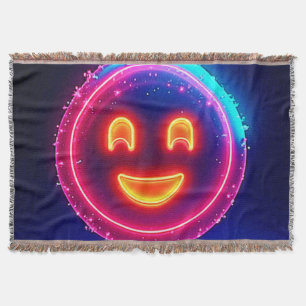 Neon Smile: Bright Happy Glow Design Throw Blanket