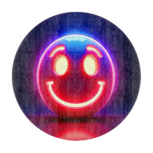 Neon Smile: Happy Glow Cutting Board