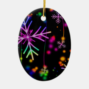 Neon Snow Ceramic Ornament