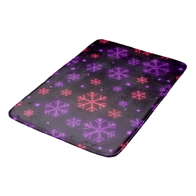 Neon Snowflakes Bath Mat (Angled)