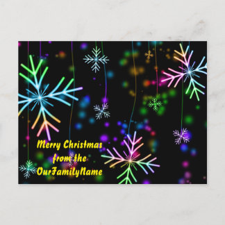 Neon Snowflakes Christmas Customize Postcard