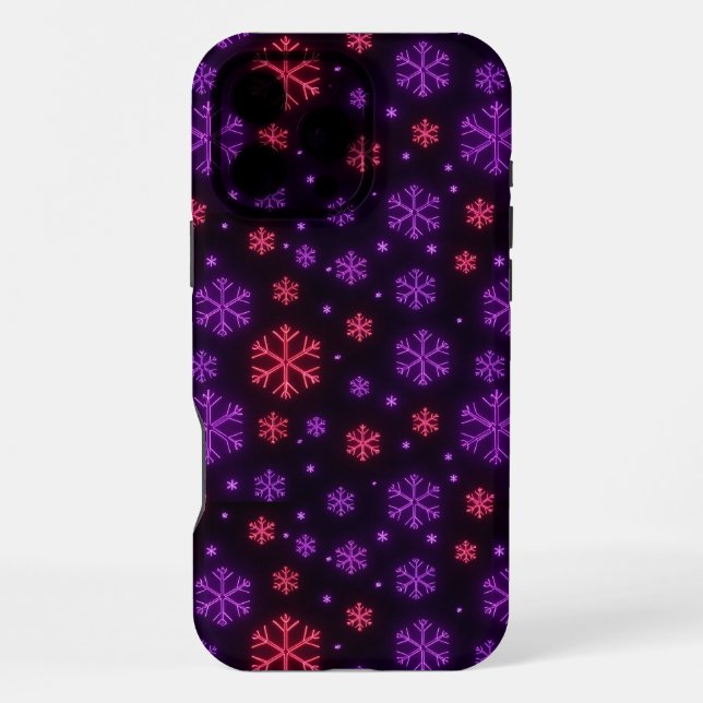 Neon Snowflakes iPhone Case (Back)
