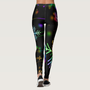 Neon snowflakes pattern leggings
