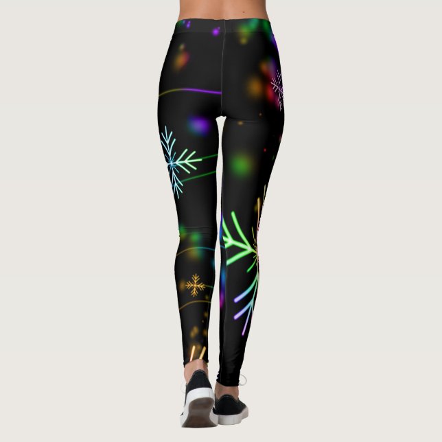 Neon snowflakes pattern leggings (Back)