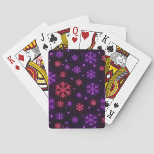 Neon Snowflakes Playing Cards