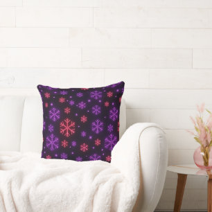 Neon Snowflakes Throw Pillow