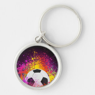 Neon Soccer Ball Keychain