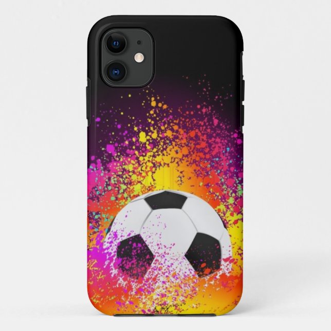 Neon Soccer Ball with Black Background Case-Mate iPhone Case (Back)
