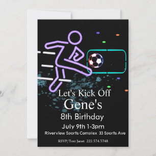 Neon Soccer Birthday, Football Birthday, Futbol Invitation