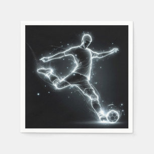 Neon Soccer Player On Black Napkin