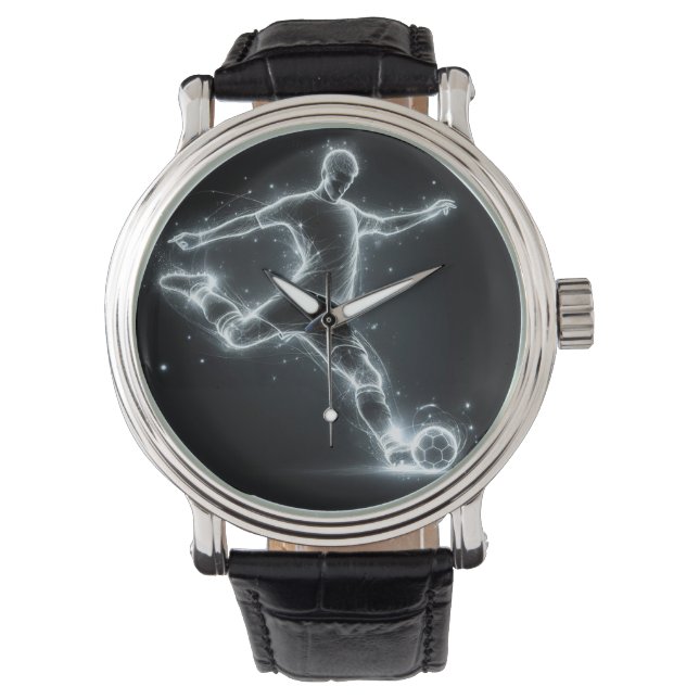 Neon Soccer Player On Black Watch (Front)