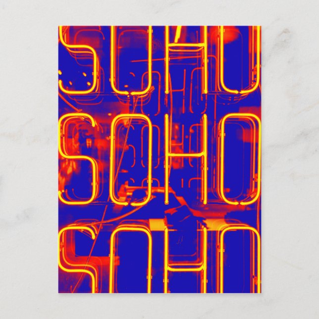 Neon Soho Sign Illuminated in London Postcard (Front)
