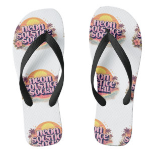 Neon Solstice Social Retro   Vintage Pastel Beach Flip Flops
