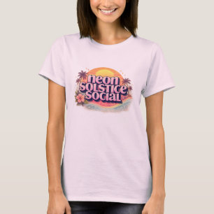 Neon Solstice Social Retro   Vintage Pastel Beach T-Shirt