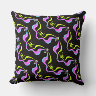 Neon Soundwave Throw Pillow
