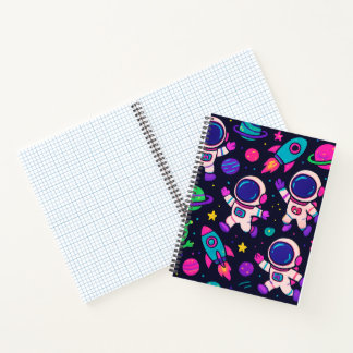 Neon Space Adventure Pattern  Notebook