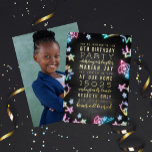Neon Space Doodles Kids Birthday Party<br><div class="desc">Neon outer space elements like stars and rockets with foil editable details. Choose your foil colour,  gold,  silver or rose gold. Photo backer optional.</div>