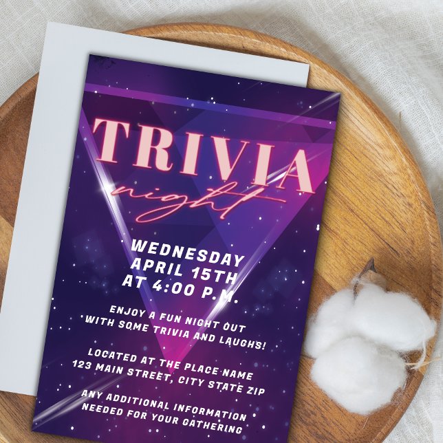 Neon Space Trivia Night Invitation (Creator Uploaded)