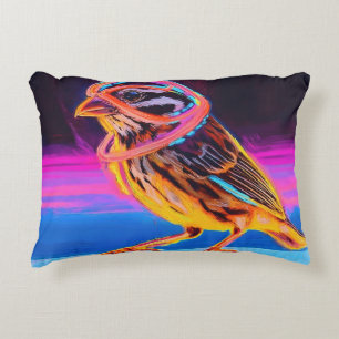 Neon Sparrow with Glowing Accents Accent Pillow