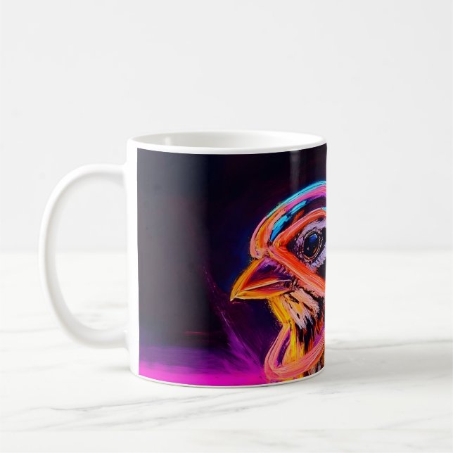 Neon Sparrow with Glowing Accents Coffee Mug (Left)